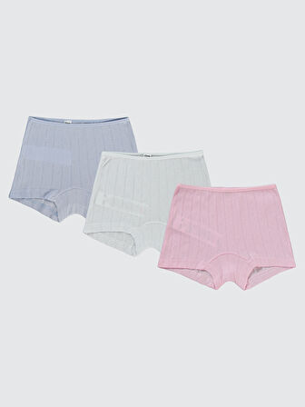 Civil Girls Kız Çocuk 3'lü Boxer Set 2-10 Yaş Beyaz