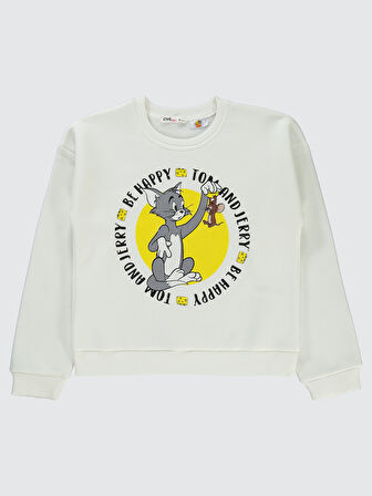 Tom And Jerry Kız Çocuk Sweatshirt 10-13 Yaş Ekru