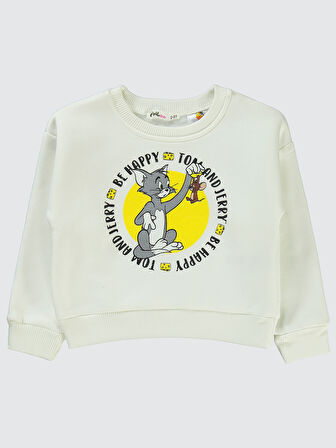 Tom and Jerry Kız Çocuk Sweatshirt 2-5 Yaş Ekru