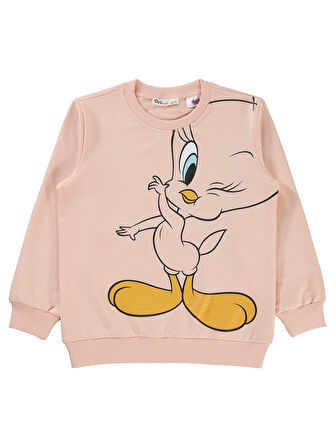 Tweety Kız Çocuk Sweatshirt 6-9 Yaş Pembe Kil