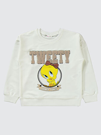 Tweety Kız Çocuk Eşofman Takımı 6-9 Yaş Ekru