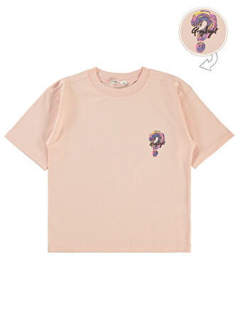 Civil Girls Kız Çocuk Oversize Tişört 6-9 Yaş Pudra 