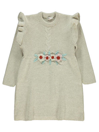 Civil Girls Kol Fırfırlı 6-9 Yaş Elbise - Bej9-10 Yaş