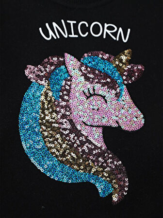 Civil Girls Unicorn Nakışlı 2-5 Yaş Sweatshirt - Siyah 3-4 Yaş