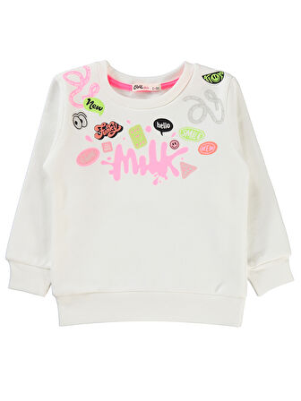 Civil Girls Kız Çocuk Sweatshirt 2-5 Yaş Ekru