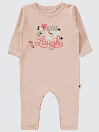 Civil Baby Kız Bebek Patiksiz Tulum 3-9 Ay Pudra