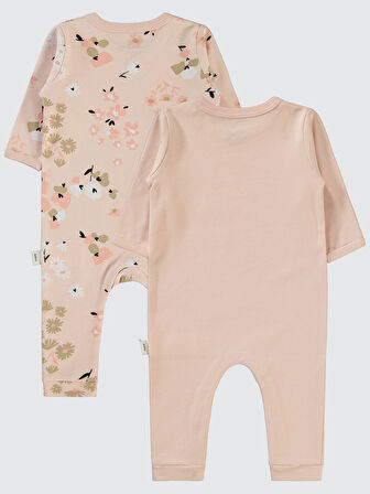 Civil Baby Kız Bebek Patiksiz Tulum 3-9 Ay Pudra