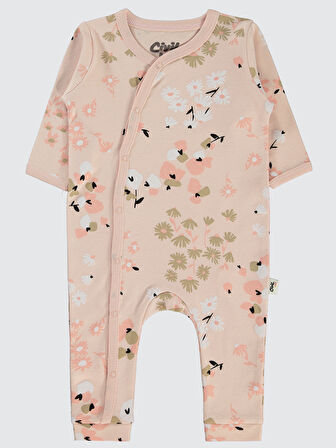 Civil Baby Kız Bebek Patiksiz Tulum 3-9 Ay Pudra