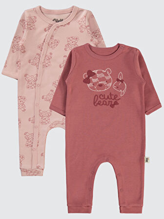 Civil Baby Kız Bebek 2'li Patiksiz Tulum 3-9 Ay Bordo