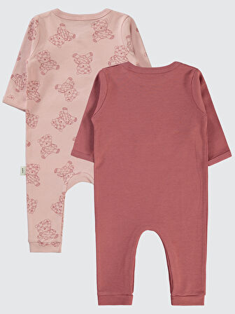Civil Baby Kız Bebek 2'li Patiksiz Tulum 3-9 Ay Bordo