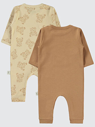 Civil Baby Kız Bebek 2'li Patiksiz Tulum 3-9 Ay Kahve