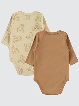 Civil Baby Kız Bebek 2'li Çıtçıtlı Badi 3-18 Ay Kahve