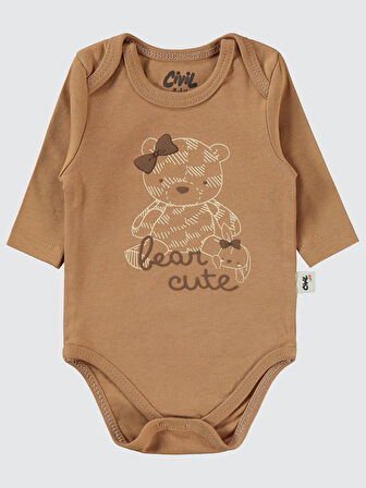 Civil Baby Kız Bebek 2'li Çıtçıtlı Badi 3-18 Ay Kahve