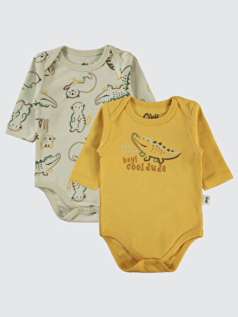 Civil Baby Erkek Bebek 2'li Çıtçıtlı Badi 3-18 Ay Hardal