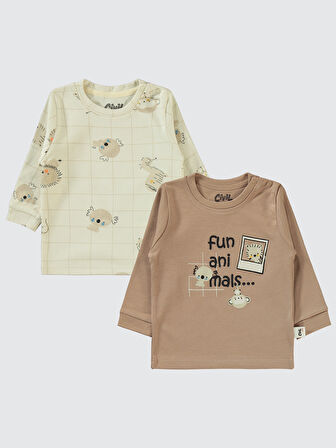 Civil Baby Erkek Bebek 2'li Sweatshirt 6-18 Ay  Kahve