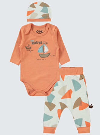 Civil Baby Erkek Bebek 3'lü Takım 6-18 Ay Oranj
