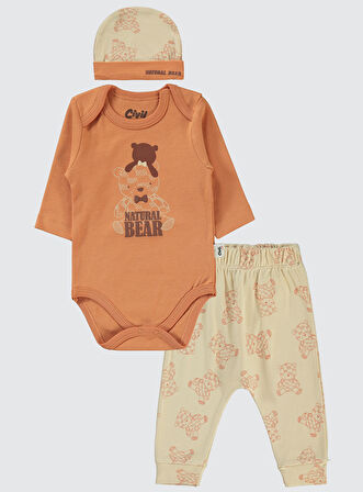 Civil Baby Erkek Bebek 3'lü Takım 6-18 Ay Tarçın