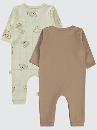 Civil Baby Erkek Bebek 2'li Patiksiz Tulum 3-9 Ay Kahve