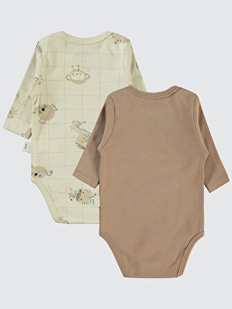 Civil Baby Erkek Bebek 2'li Çıtçıtlı Badi 3-18 Ay Kahve