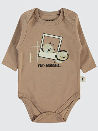 Civil Baby Erkek Bebek 2'li Çıtçıtlı Badi 3-18 Ay Kahve