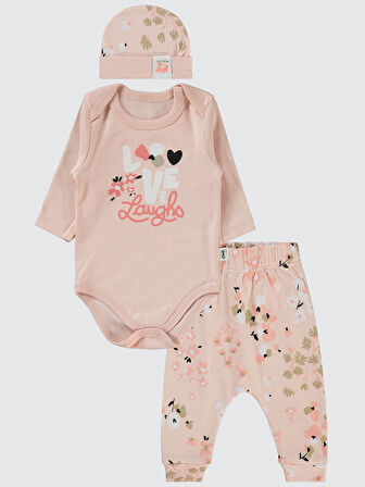 Civil Baby Kız Bebek 3'lü Takım 6-18 Ay Pudra