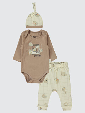 Civil Baby Erkek Bebek 3'lü Takım 6-18 Ay Kahve