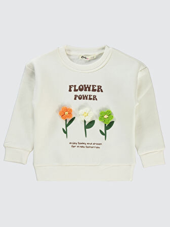 Civil Girls Kız Çocuk Sweatshirt 2-5 Yaş Ekru