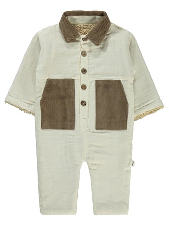 Civil Baby Cep ve Yaka Detaylı 6-18 Ay Astronot - Ekru