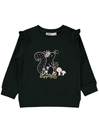 Civil Girls Kız Çocuk Sweatshirt 2-5 Yaş Koyu Haki