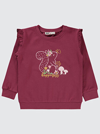 Civil Girls Kız Çocuk Sweatshirt 2-5 Yaş Mürdüm