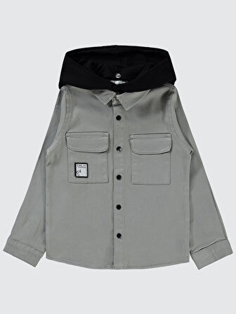 Civil Boys Erkek Çocuk Kapşonlu Gömlek 10-13 Yaş Gri