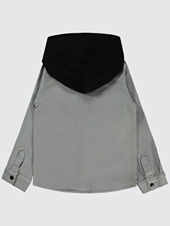 Civil Boys Erkek Çocuk Kapşonlu Gömlek 10-13 Yaş Gri