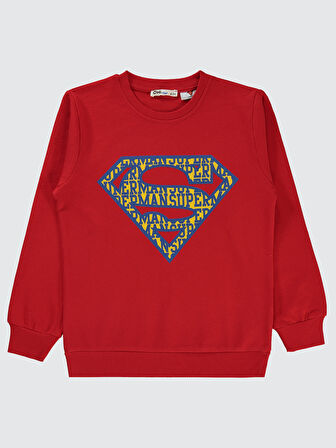 Superman Erkek Çocuk Sweatshirt 6-9 Yaş Kırmızı