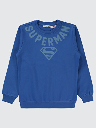 Superman Erkek Çocuk Sweatshirt 6-9 Yaş Saks Mavisi