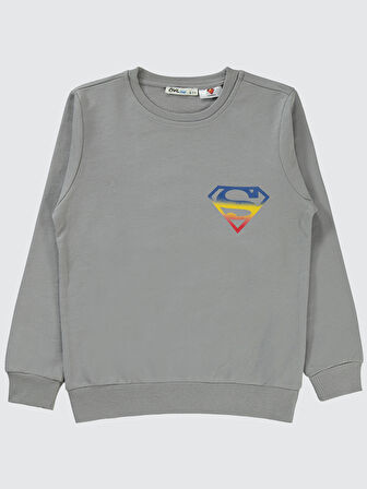 Superman Erkek Çocuk Sweatshirt 6-9 Yaş Gri