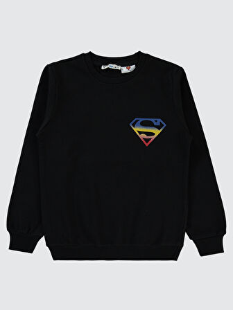 Superman Erkek Çocuk Sweatshirt 6-9 Yaş Siyah