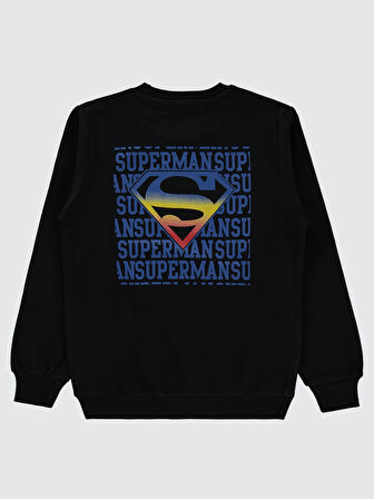 Superman Erkek Çocuk Sweatshirt 6-9 Yaş Siyah