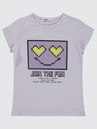 Civil Girls Kız Çocuk Tişört 6-9 Yaş Nazik Lavanta