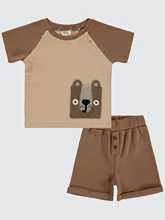 Civil Baby Erkek Bebek Şortlu Takım 6-18 Ay Kahve