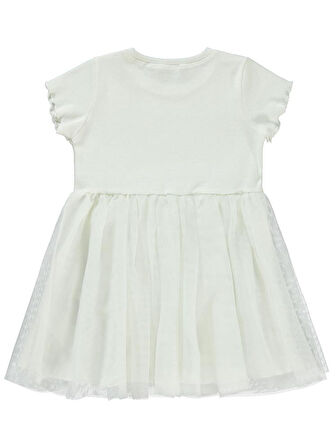 Civil Girls Kalp Baskılı Tüllü 2-5 Yaş Elbise - Ekru 2-3 Yaş