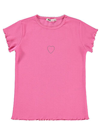 Civil Girls Kalp Baskılı 10-13 Yaş Tişört - Fusya11-12 Yaş