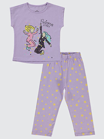 Civil Girls Kız Çocuk Pijama Takımı 2-5 Yaş Dijital Lavanta
