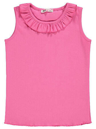 Civil Girls Yakası Fırfırlı 10-13 Yaş Tişört - Fusya 13-14 Yaş