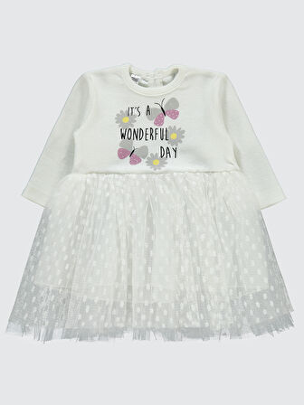 Welkin Kız Bebek Elbise 6-18 Ay  Ekru