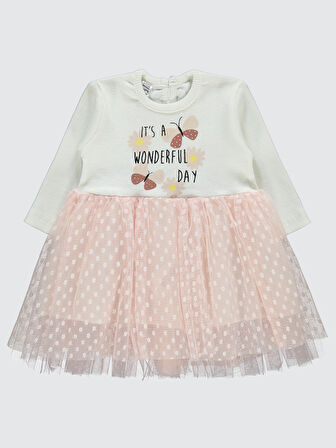 Welkin Kız Bebek Elbise 6-18 Ay  Yavruağzı