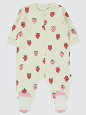 Civil Baby Kız Bebek Patikli Tulum 1-6 Ay Ekru