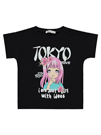 Civil Girls Kız Çocuk Tişört 2-5 Yaş Siyah