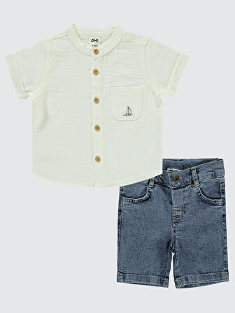 Civil Baby Erkek Bebek Şortlu Takım 6-18 Ay Beyaz