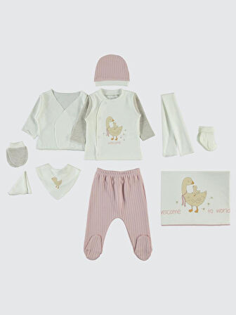 Civil Baby Ördek Nakışlı  Zıbın Setleri - Pudra0-1 Ay