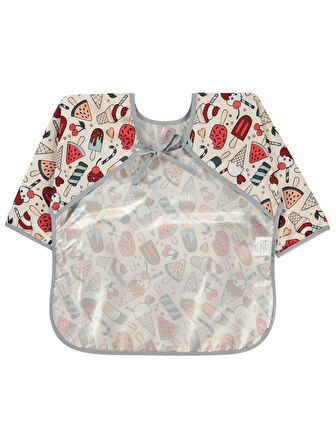 Civil Baby Dondurma Baskılı Uzun Kollu Mama Önlüğü - Gri Standart